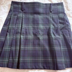 Mango Blue and Green Checkered Mini Skirt